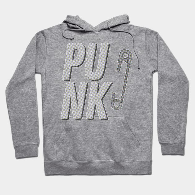 Punk - Safety Pin Typography Design Hoodie by DankFutura